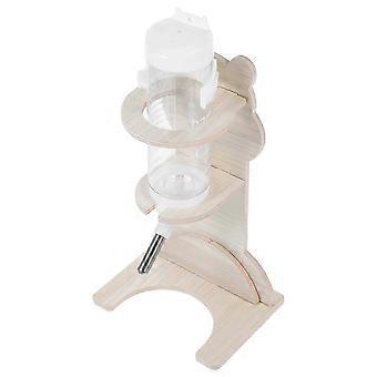 Kleintier-Wasserflaschenständer, Hamsterhalter mit Futterspender aus Kunststoff und Holz