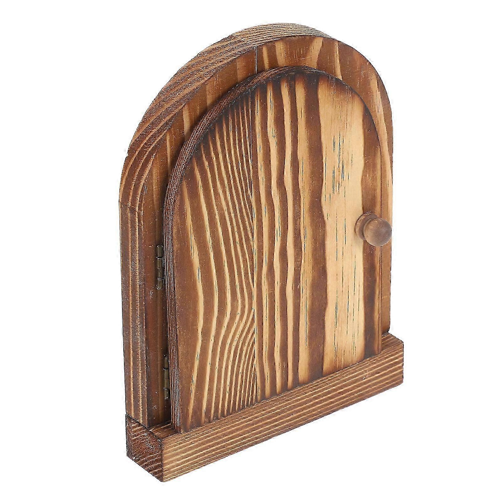 Solid Wood Decorative Light Switch Cover, Coffee Color, Door-Shaped Design, Self-Adhesive for Kitchen, Bedroom, Bathroom