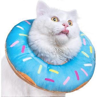 Adjustable Cat Recovery Collar, Cute Cat Donut Collar, Soft Cone Collars for Cat, Wound Healing Protective Cone After Surgery Elizabethan Collars for 