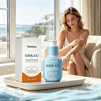 GHK-Cu Copper Peptide Sunscreen SPF50+ PA++++, Hyaluronic Acid Moisturizing Face Sunscreen Serum for Daily UV Protection, 50ml