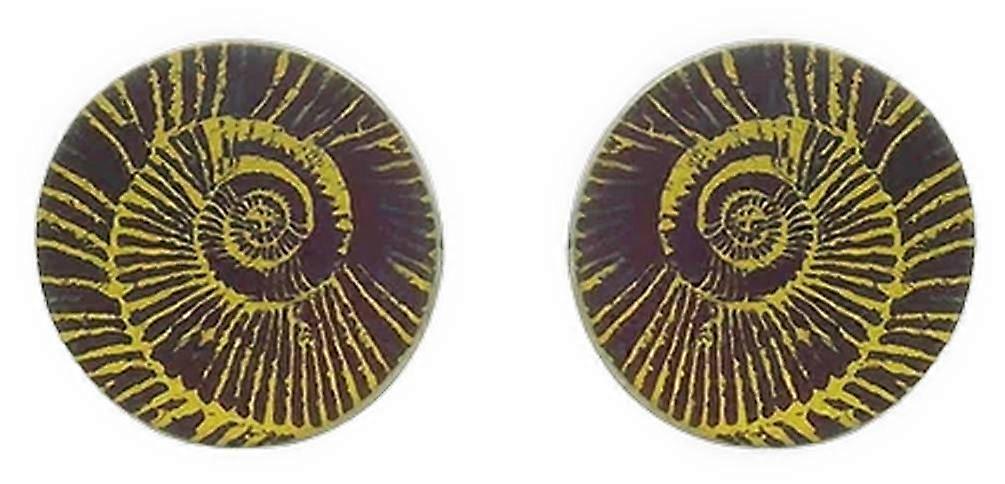 Ti2 Titanium Small Ammonite Stud Earrings - Yellow