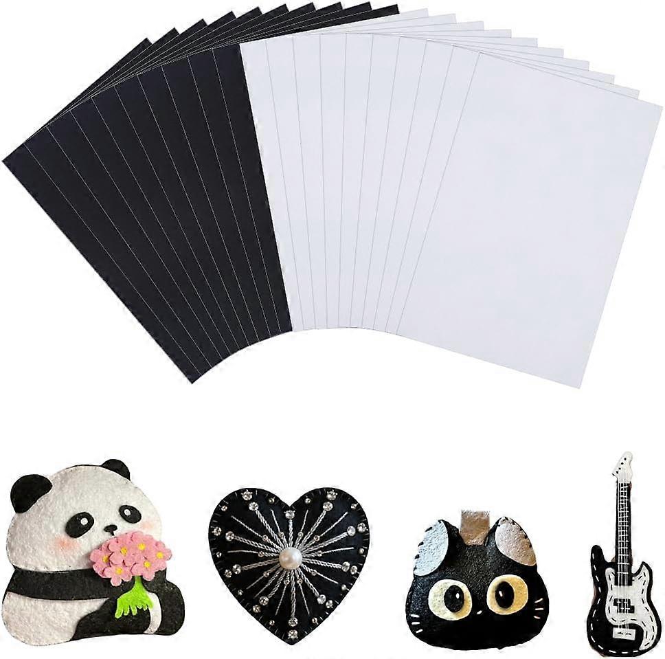 10Pcs Wool Felt Fabrics Rectangle Black 297x200x0.7mm
