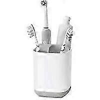 Toothbrush Holder, Plastic, White/Grey