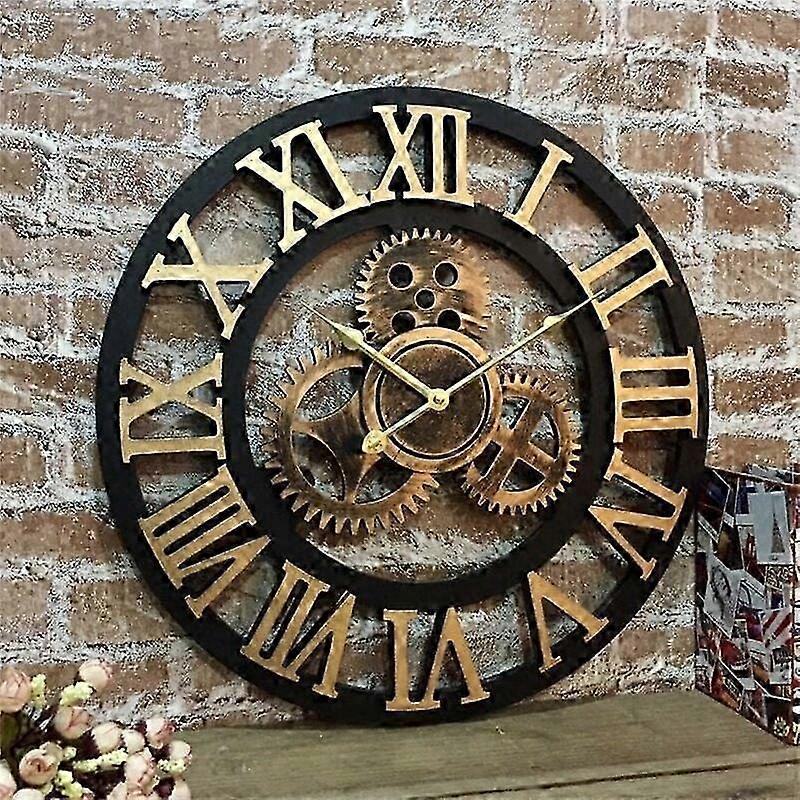 Retro 3D Gear Decorative Wall Clock