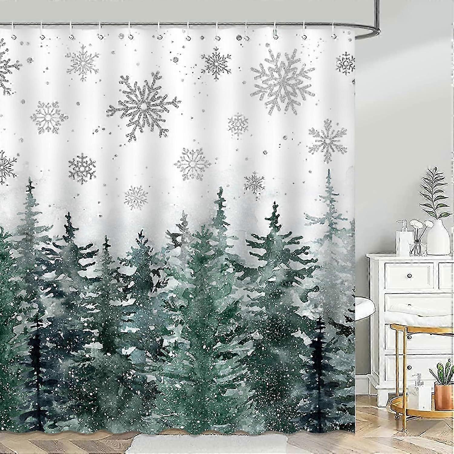Snowflake Fir Tree Waterproof Curtain
