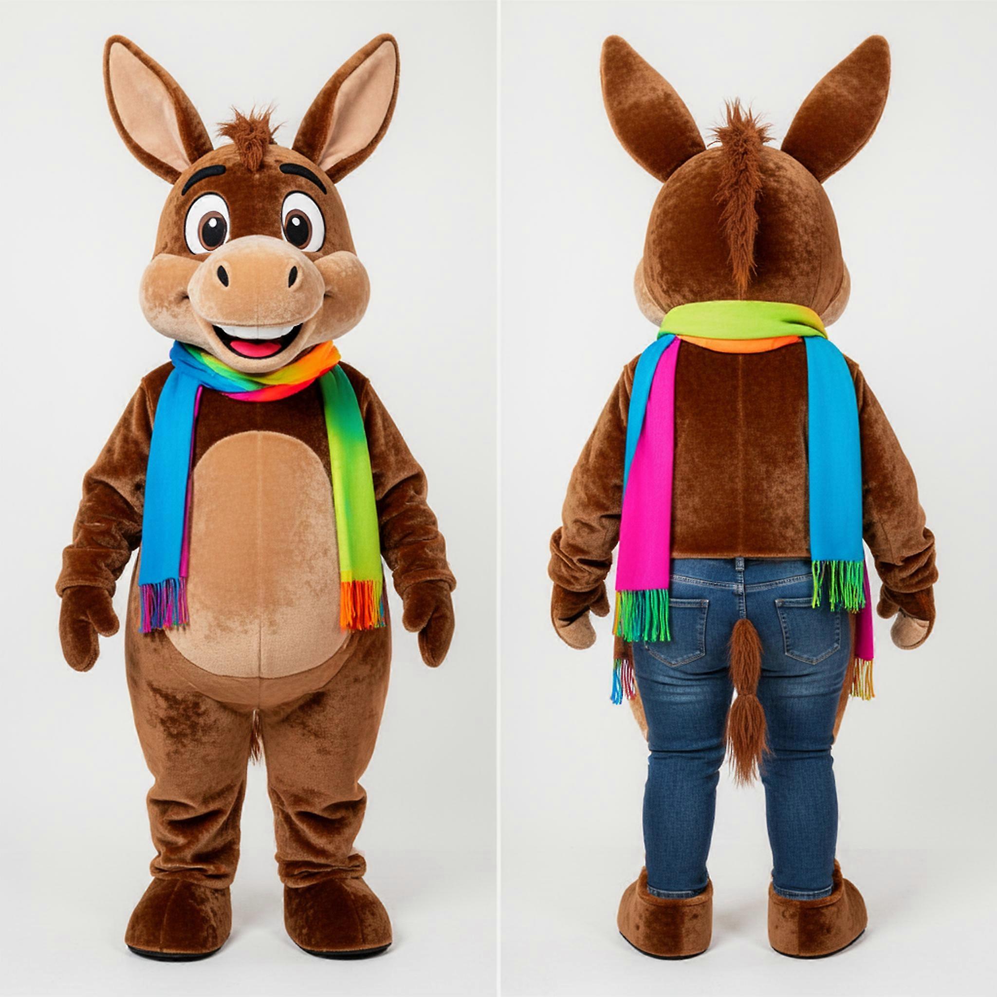 MASTICOT Warm Brown Friendly Donkey Mascot