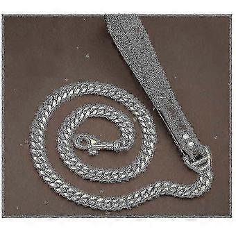 Luxury Dog Training Leash Genuine Leather Handle Heavy Duty Stainless Gold KF-WHBYV