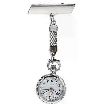 Silver Clip-on Nurse Watch with Large Dial for Doctors and Students