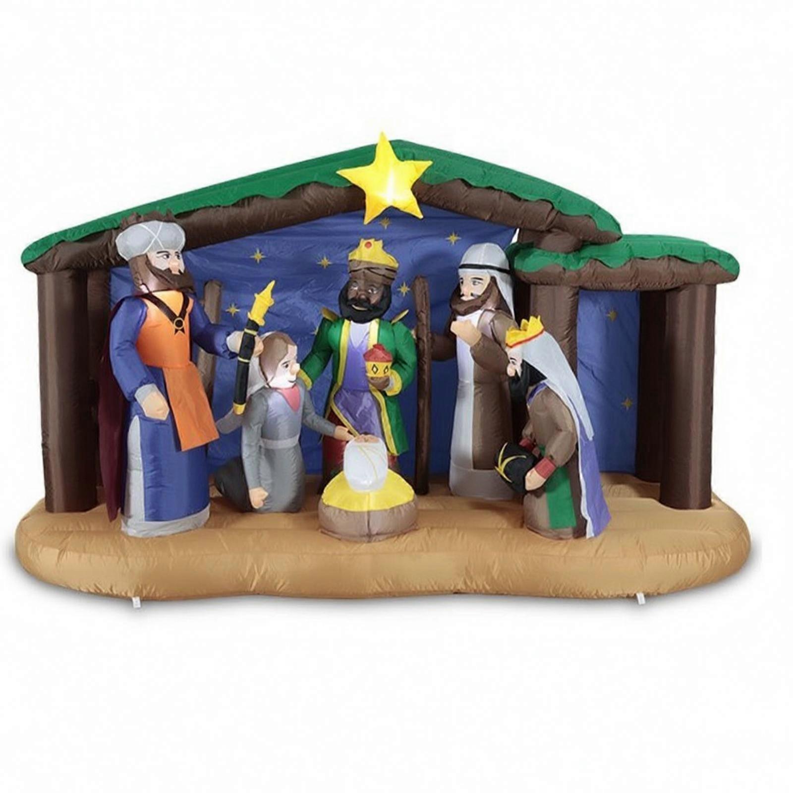 Christmas Inflatable Nativity Scene | Polyester Construction, Glowing Star