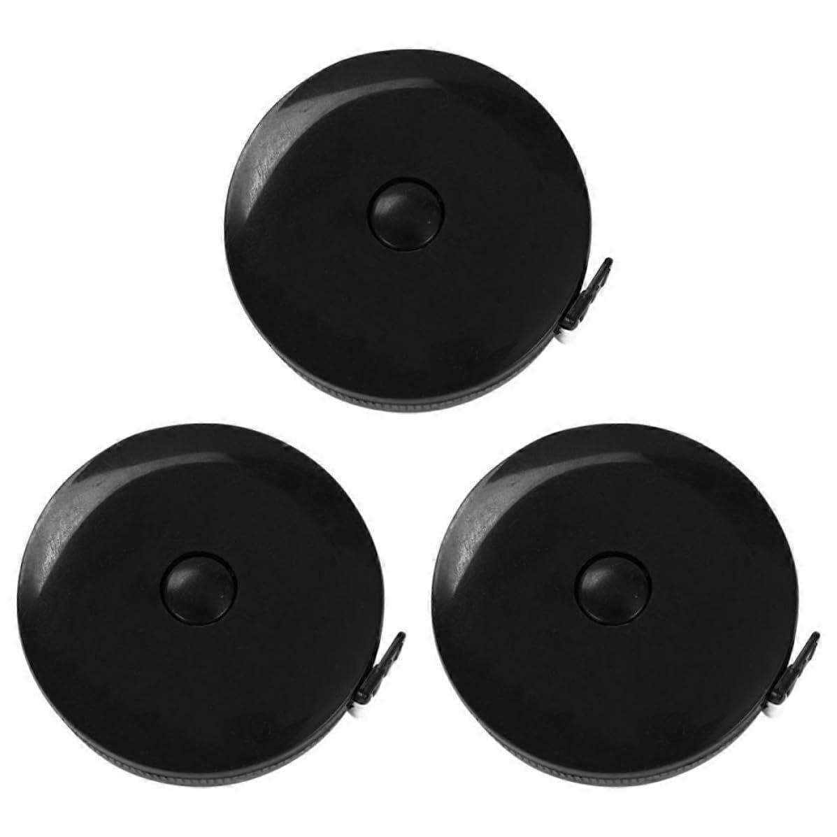 3pcs Retractable Body Measuring Tape, Black Plastic