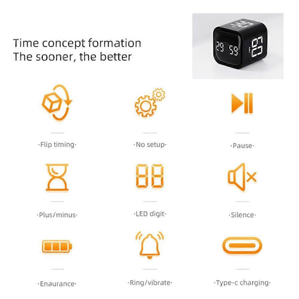 Portable   Timer Gravity Sensor Rotating Timer Count UpCelsiusDown Function Clock 5Celsius10Celsius30Celsius60 Minutes and Custom with LED Screen V