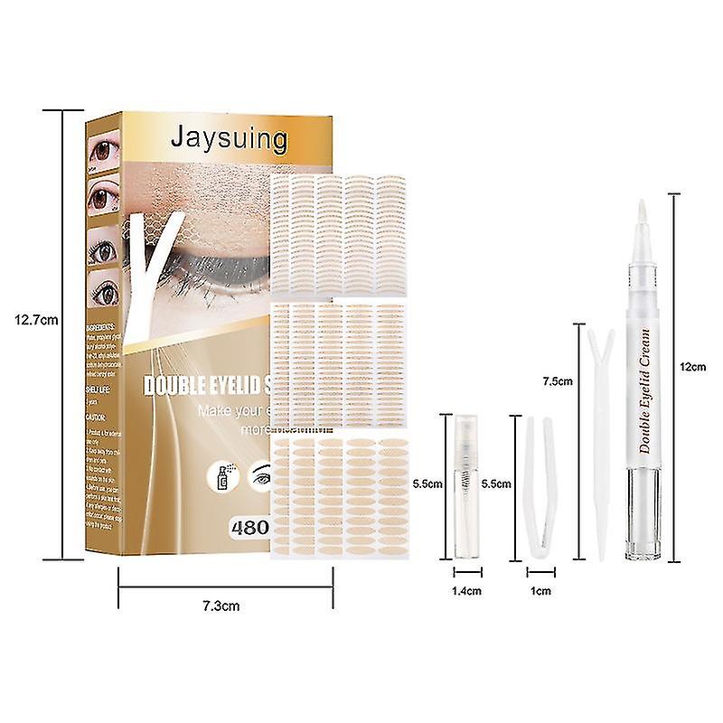 480pcs Invisible Eyelid Sticker Lace Eye Lift Strips Double Eyelid Tape Adhesive Stickers Tools Eyelid Cream+small Spray+clip+y