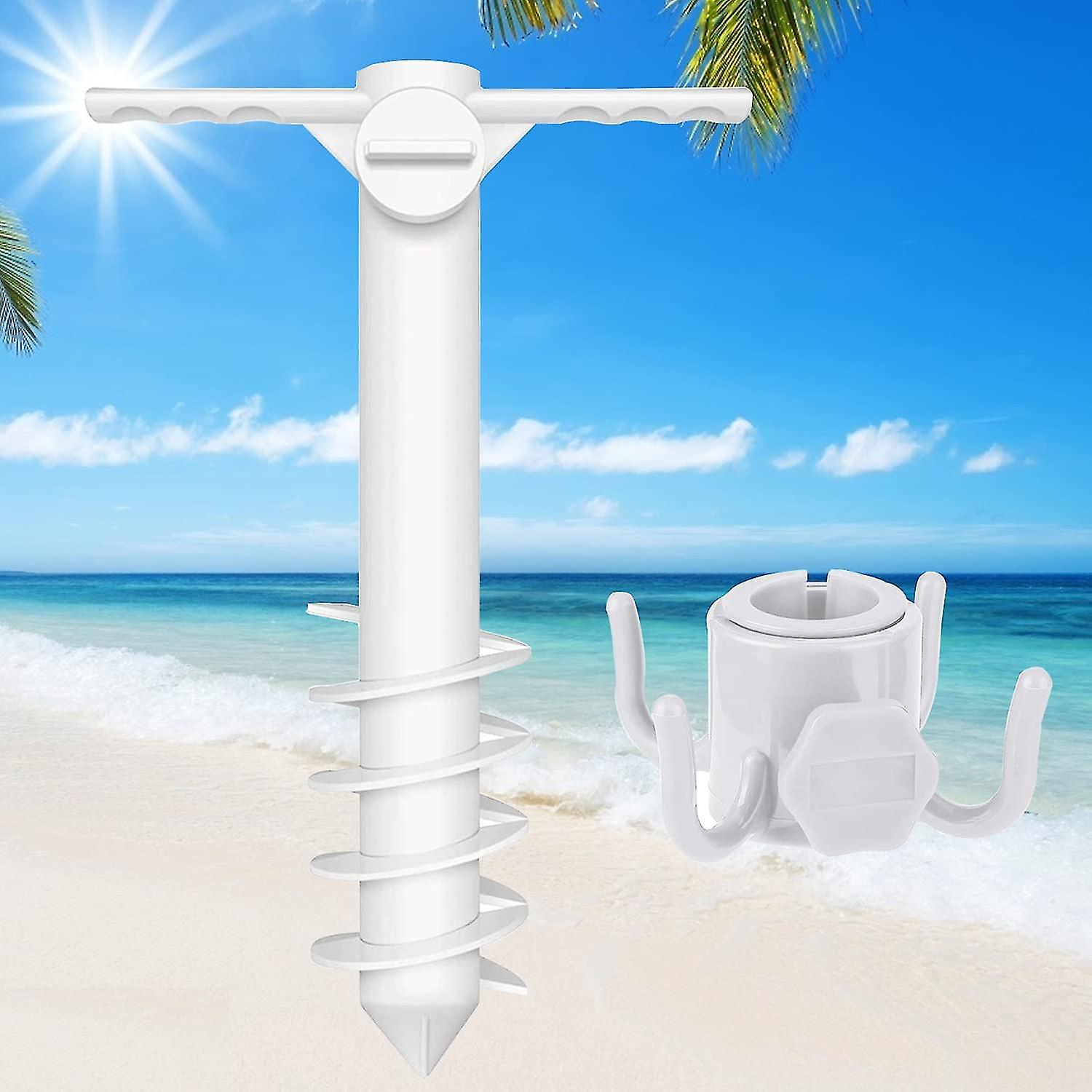 Sand Anchor, Beach Umbrella Sand Anchor & Hanging Hook One Size Fits All Safe Stand Holder For Strong Wind With Screw