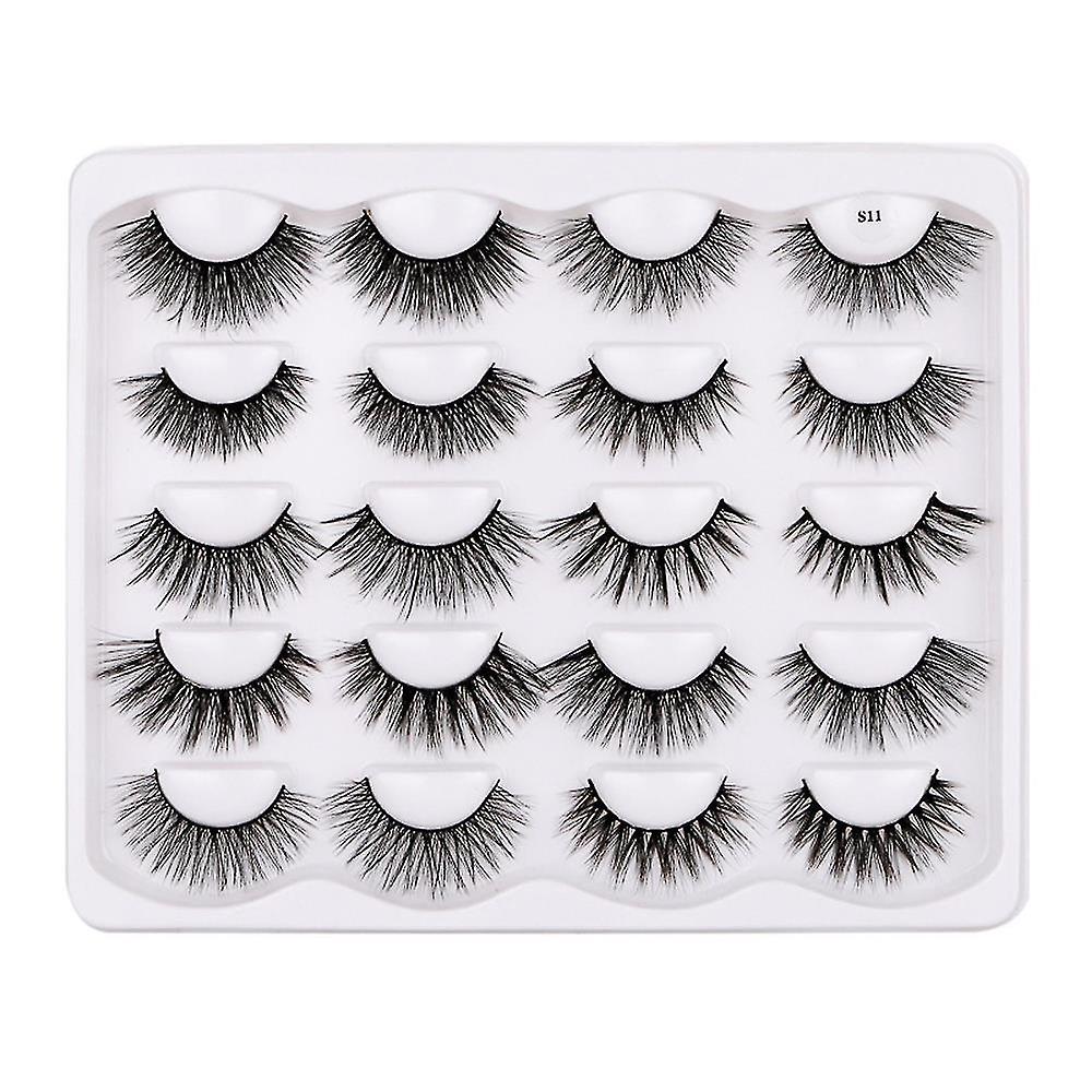 Natural Thick False Eyelashes 10 Pairs Of Mixed Eyelashes 3d Imitation Mink Eyelashes Pure Handmade Artificial False Eyelashes