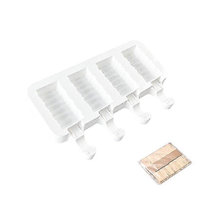 1pc Food Grade Silicone Material Rectangular Ripple Ice Cream Mold, Large Size Popsicle, Soft And Ea