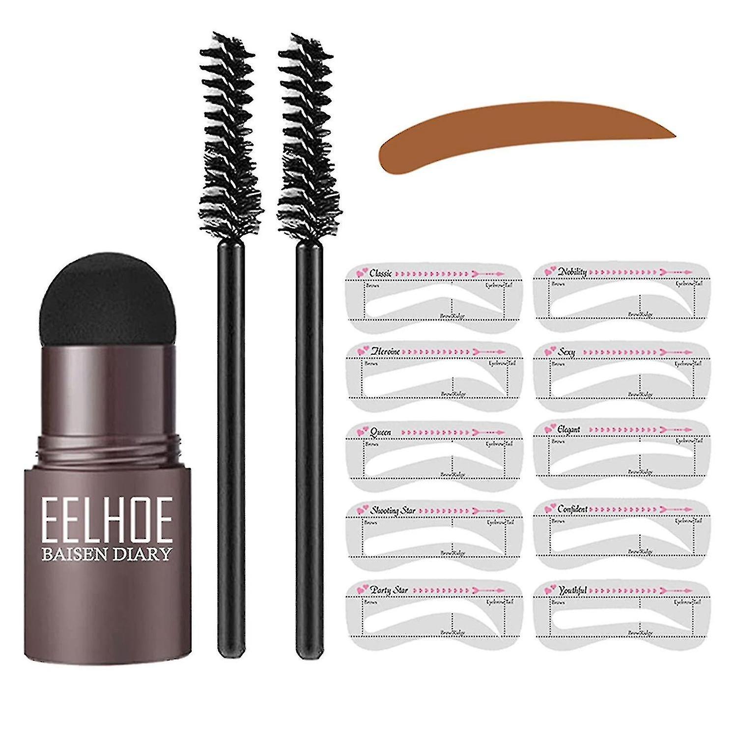 Eyebrow Stamp Shaping Kit Réutilisable Maquillage Sourcil Poudre de sourcil Portable Imperméable à l’eau Ensemble Cosmétique