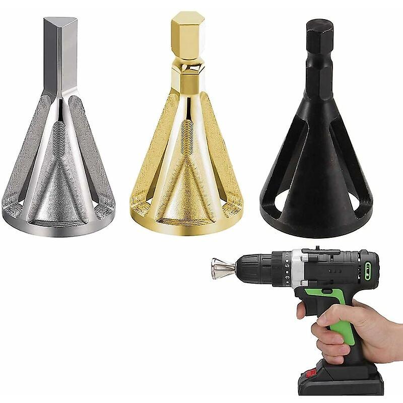 External Deburring Chamfer Tool,3 Pcs Deburring for Drill Bits,External Deburring Hexa and Triangular Chamfer Tool,For Countersink Removal,For Di Dril