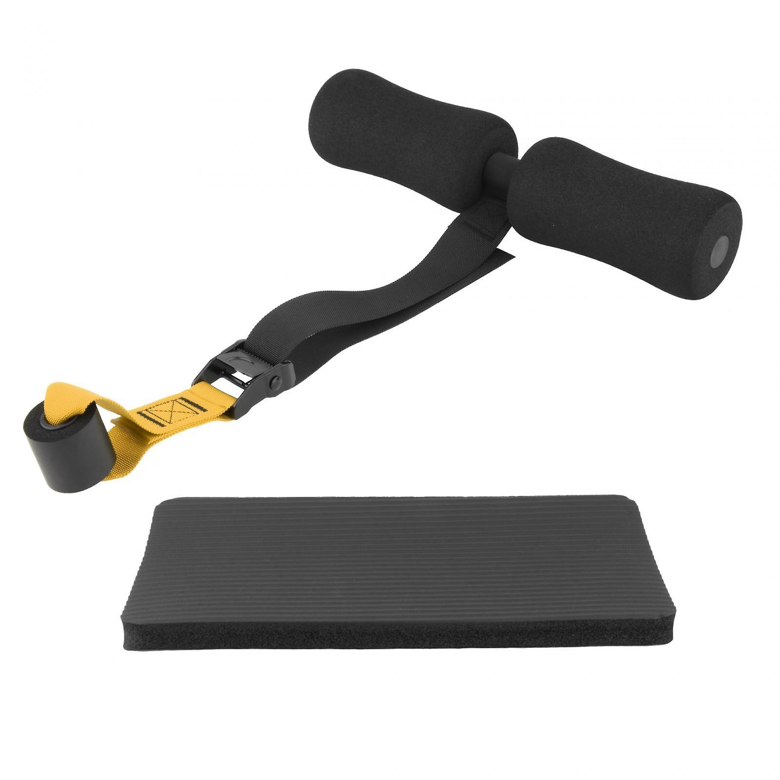Hamstring Curl Strap with Kneeling Pad Workout Portable Exercise Curl Ab Leg Yellow