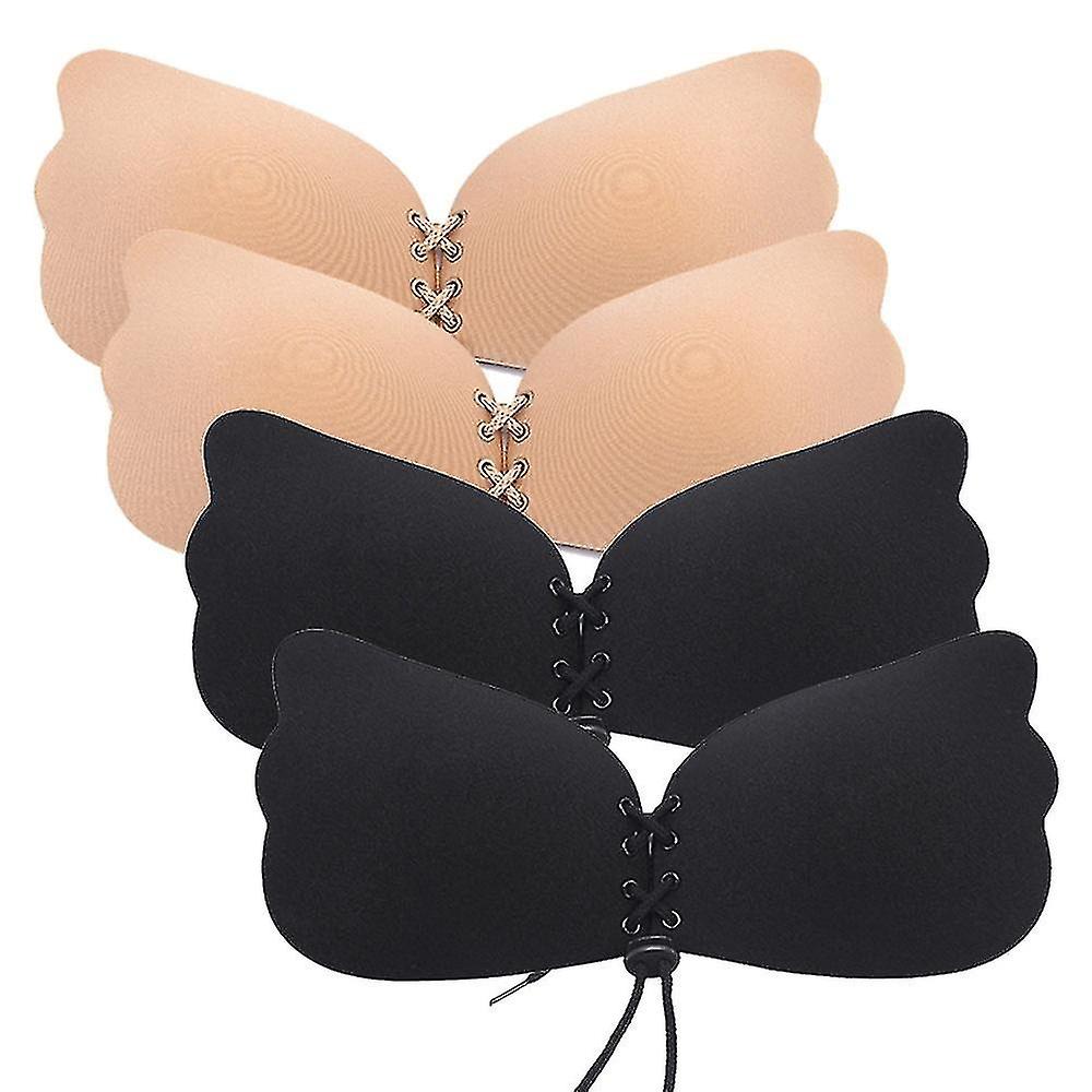 Sticky Bra 2 Pairs Strapless Backless Bra Invisible Lift Up Bra Push Up Bra For Backless (beige And 