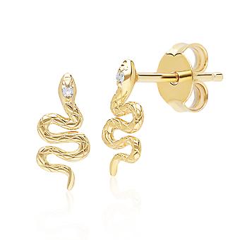 ECFEW™ Diamond Snake Wrap Stud Earrings in 9ct Yellow Gold