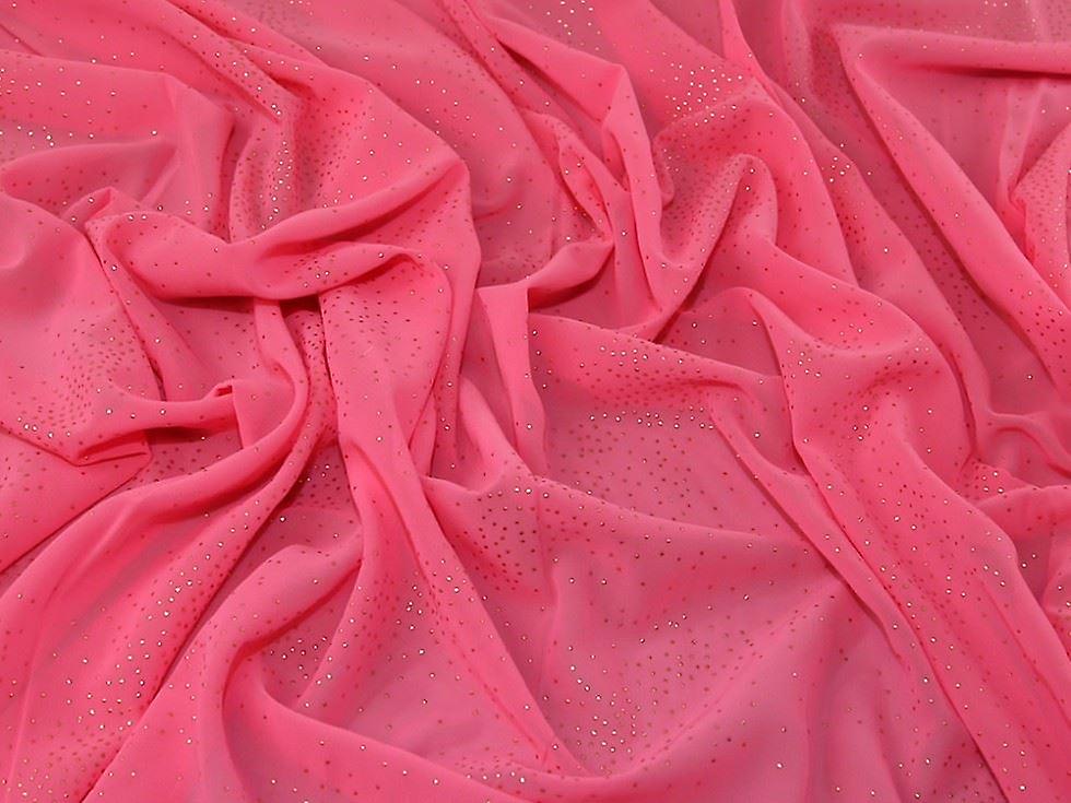 Minerva Stardust Sheer Chiffon Fabric Pink - per metre