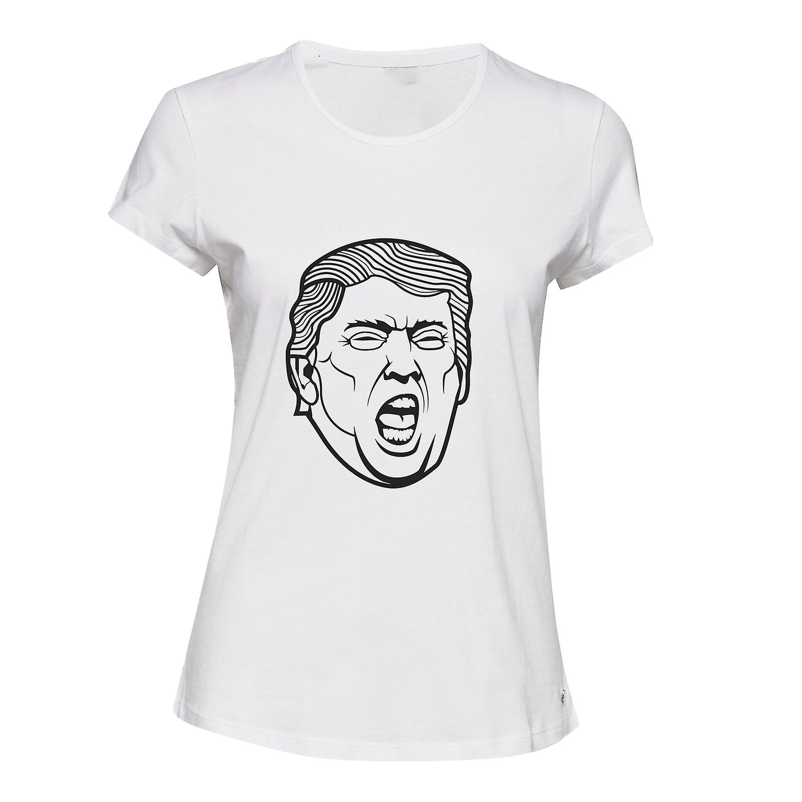 Funny Usa President Donald Trump Shout Face Ladies Women T Shirt Tee Top