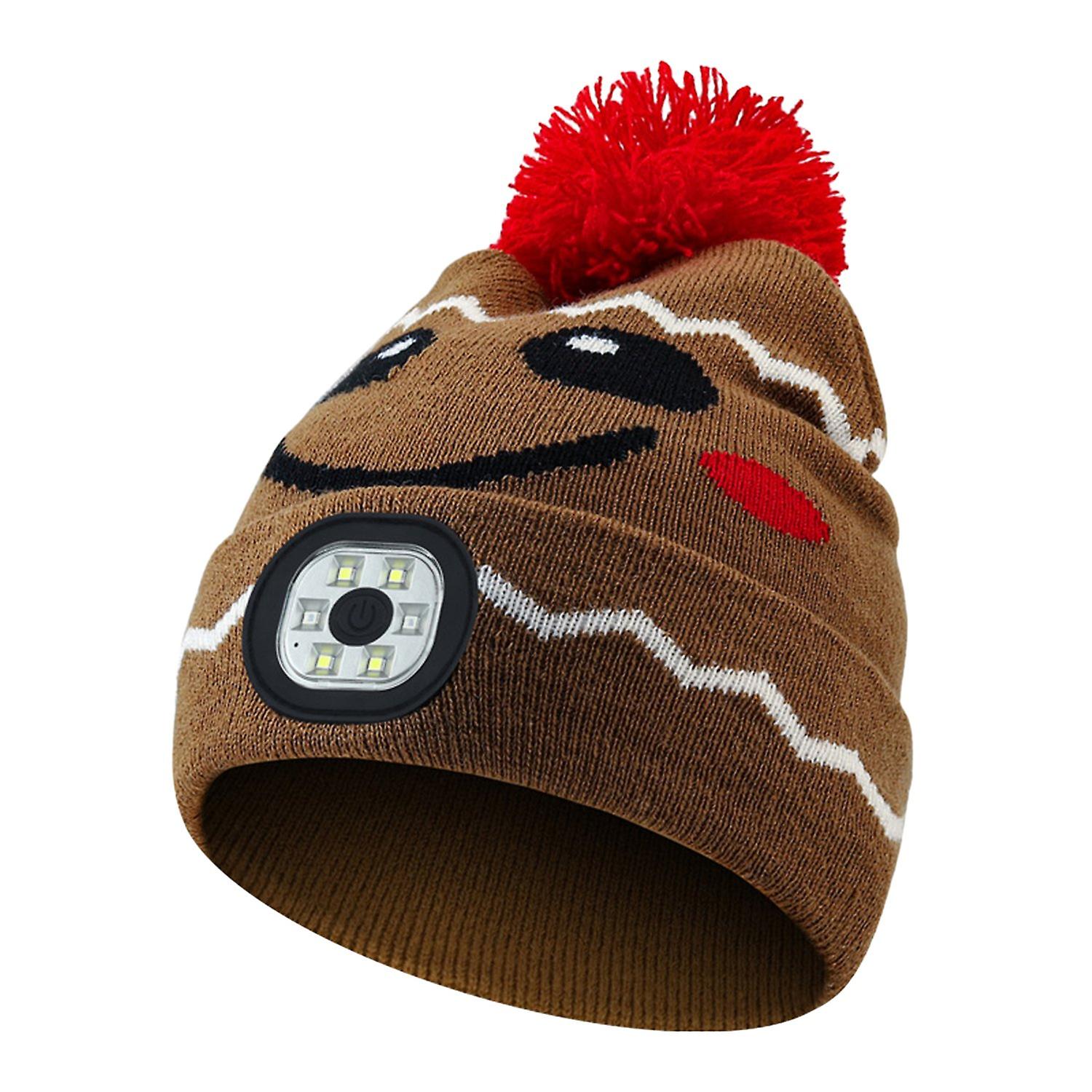 Children Knitted Hat with Removable LED Light Adjustable Brightness Quick Winter Warmth Super Soft