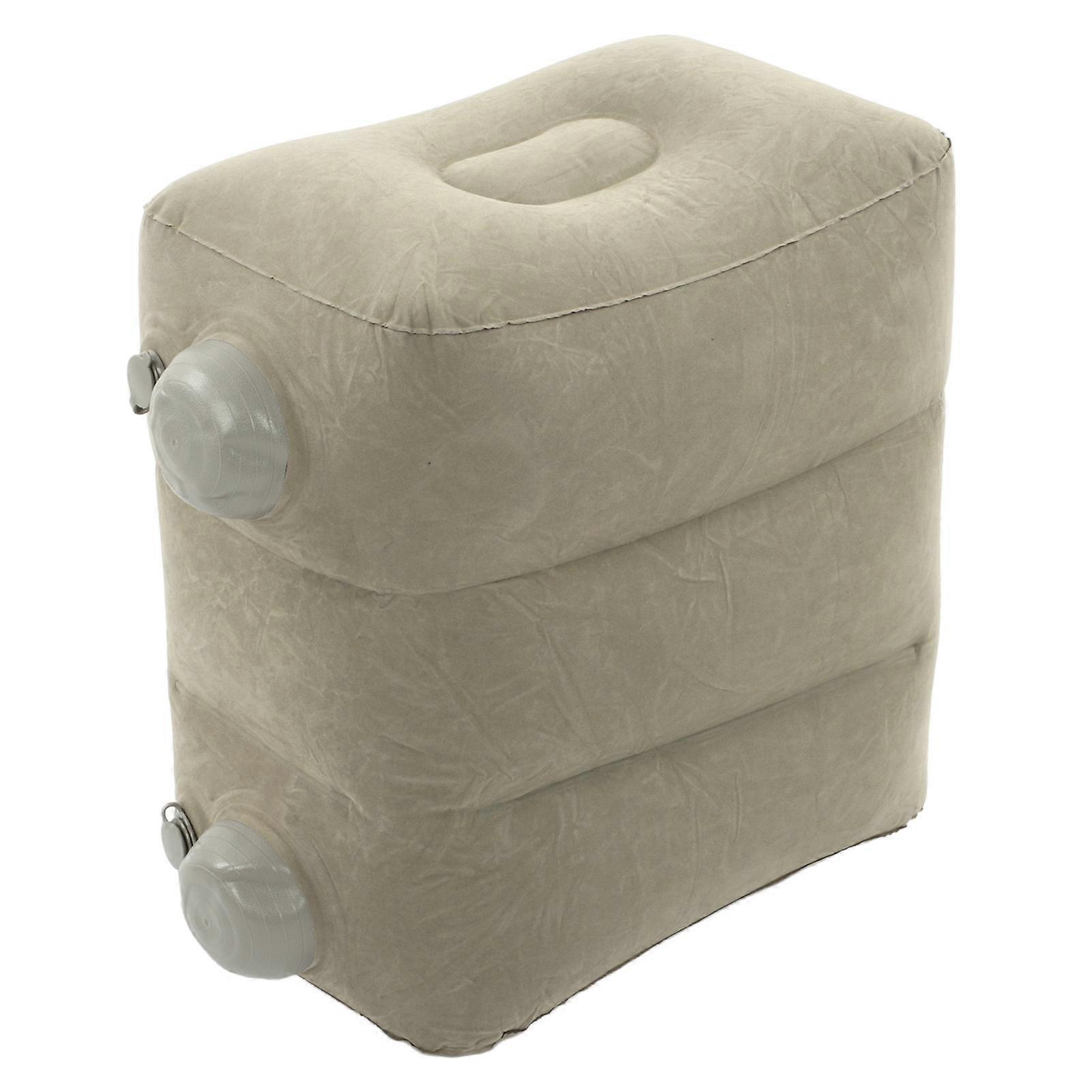 Inflatable Foot Rest Promote Blood Circulation Relieve Fatigue PVC Flocking Inflatable Footrest Cushion for Travel Dark Gray