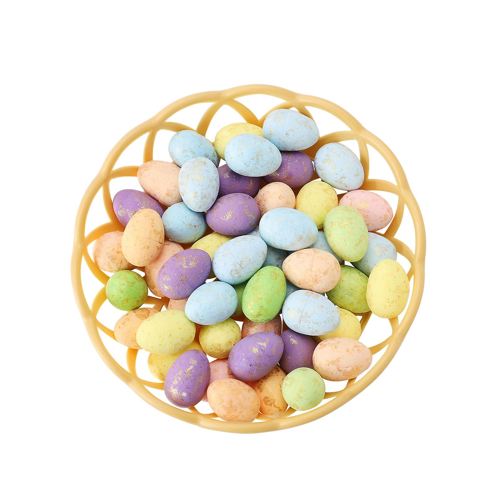 Easter Eggs Ornament Mini Foam Egg with Basket for Crafts and Spring Easter Party Decorations