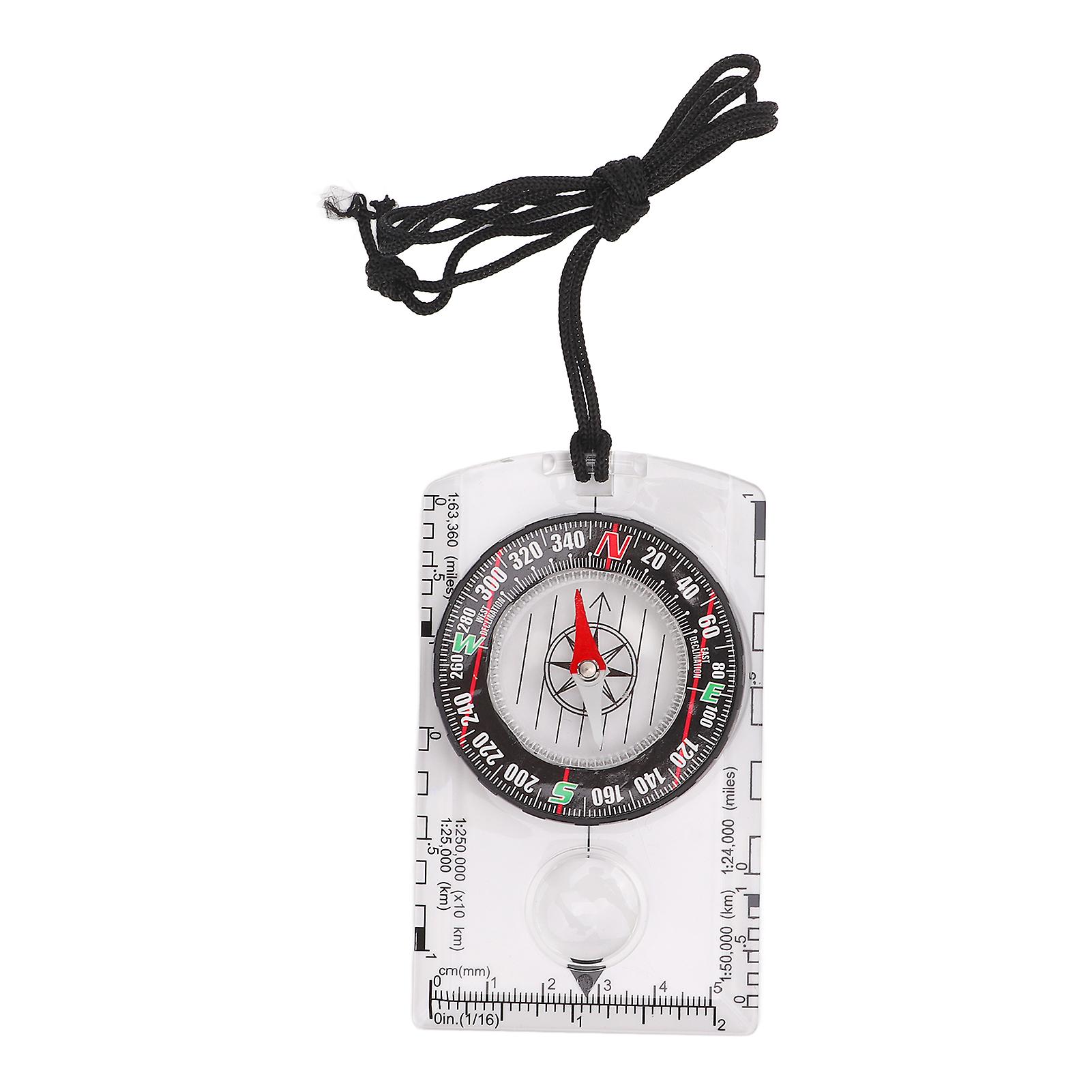 Orienteering Compass Multifunctional Compass Map Scale Ruler with Lanyard for Hiking Backpacking Navigation