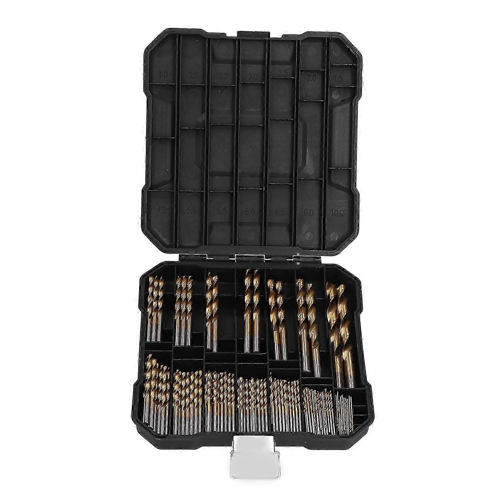 99Pcs Twist Drill Bits HSS Ti Plated 1.5mm‑10mm 14 Specifications with Storage Box