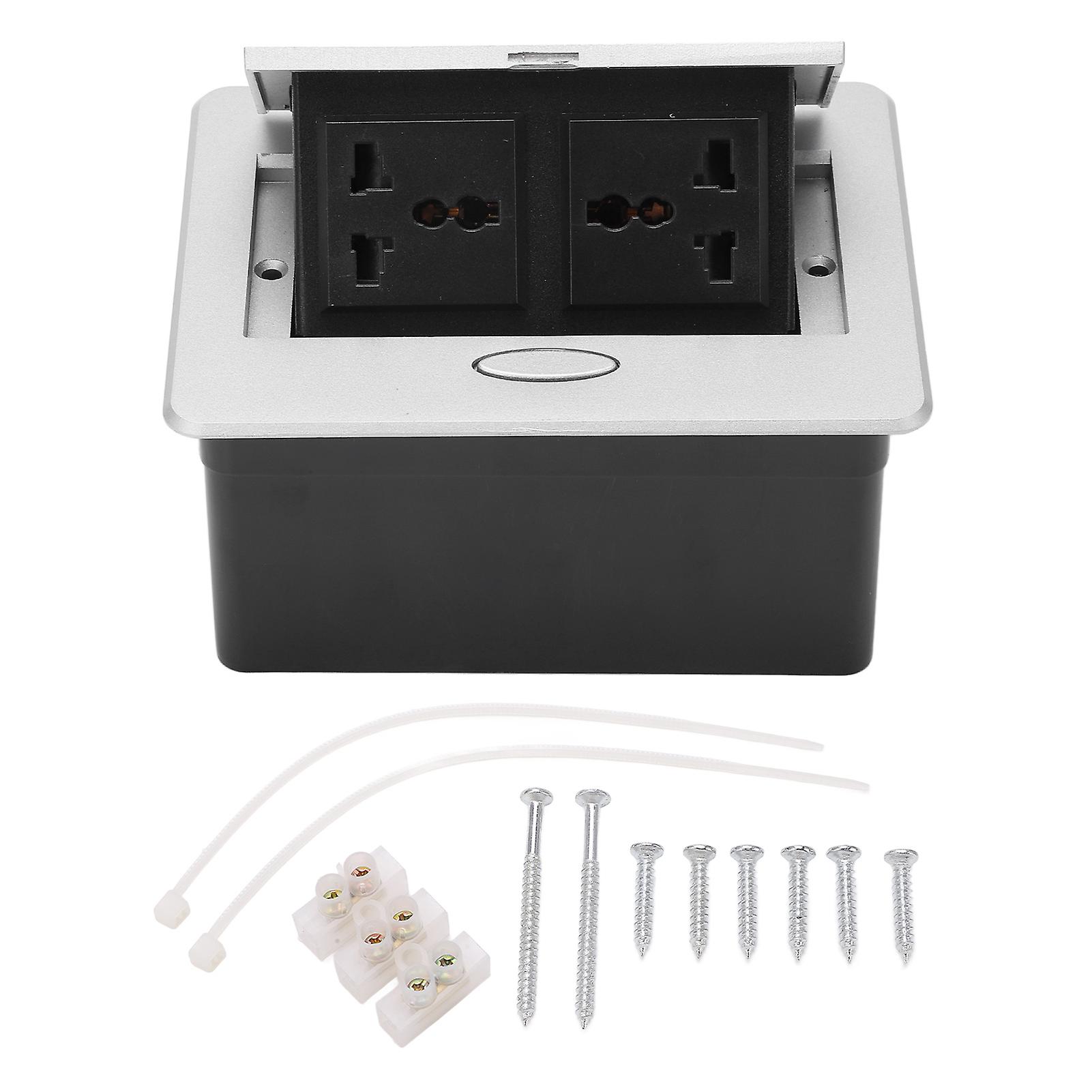 Embedded Desktop Socket Box with 2 Position 3 Prong Outlets 250V Electrical Power Receptacle