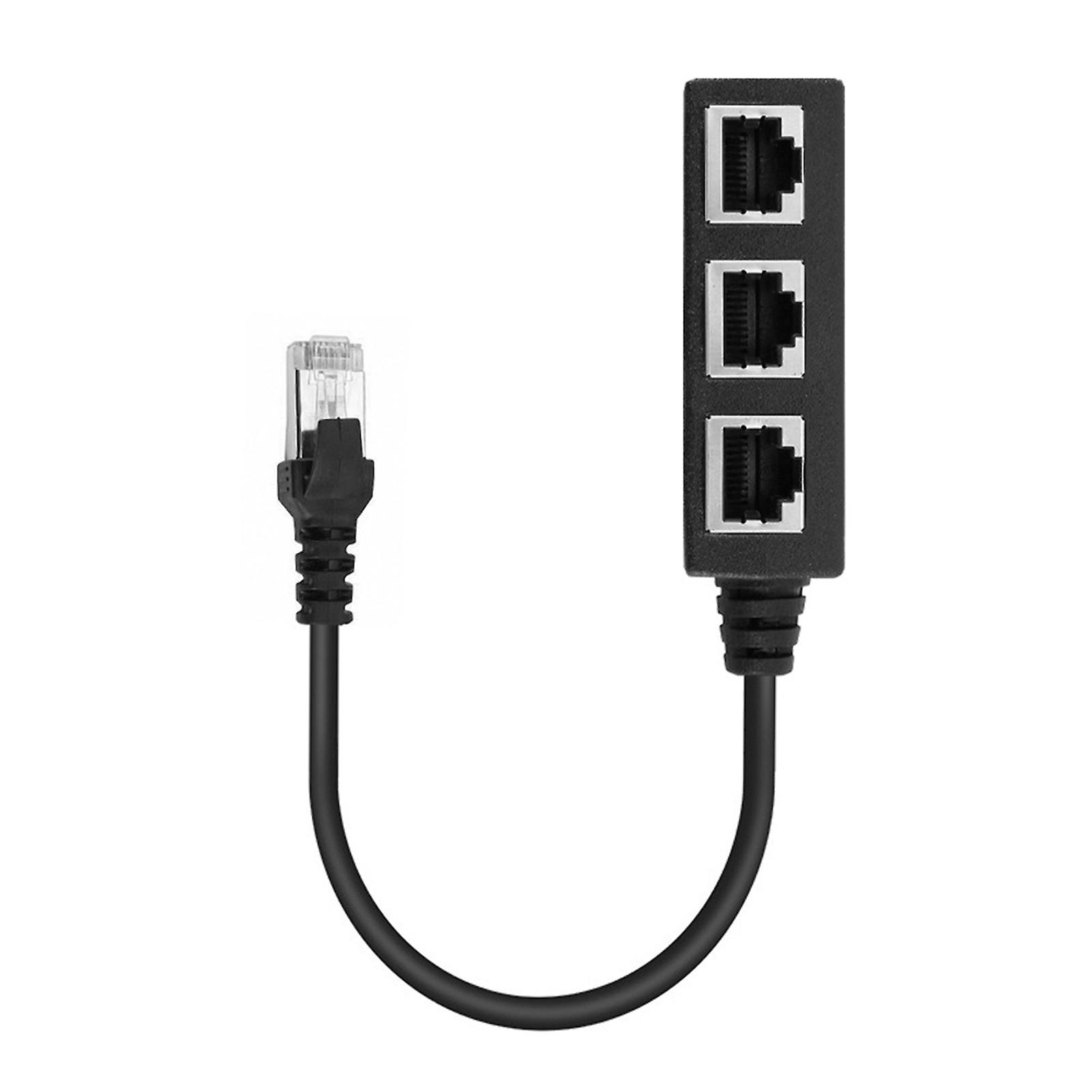 RJ45 Connector Adapter Easy to Use 1 Male to 2 or 3 Female ABS Networking Extension Splitter Cable for Computer