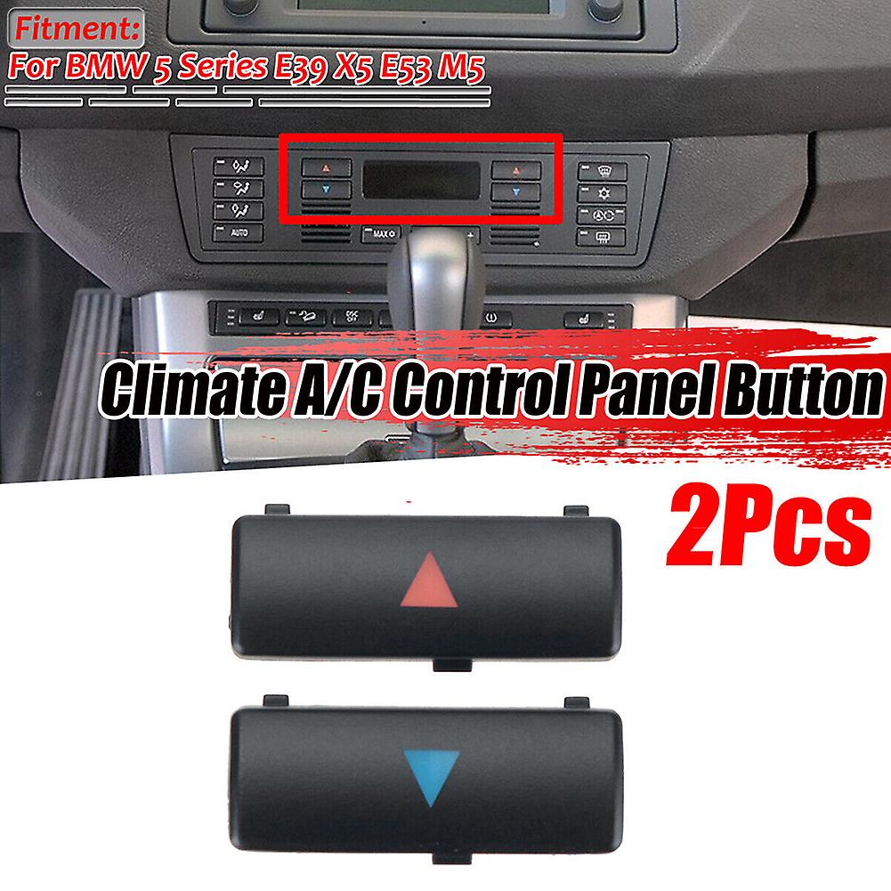 2pcs Climate A/C Control Button Temperature Control Panel Key Cover Replacement for BMW E53 E39 M5 64116924315~7729