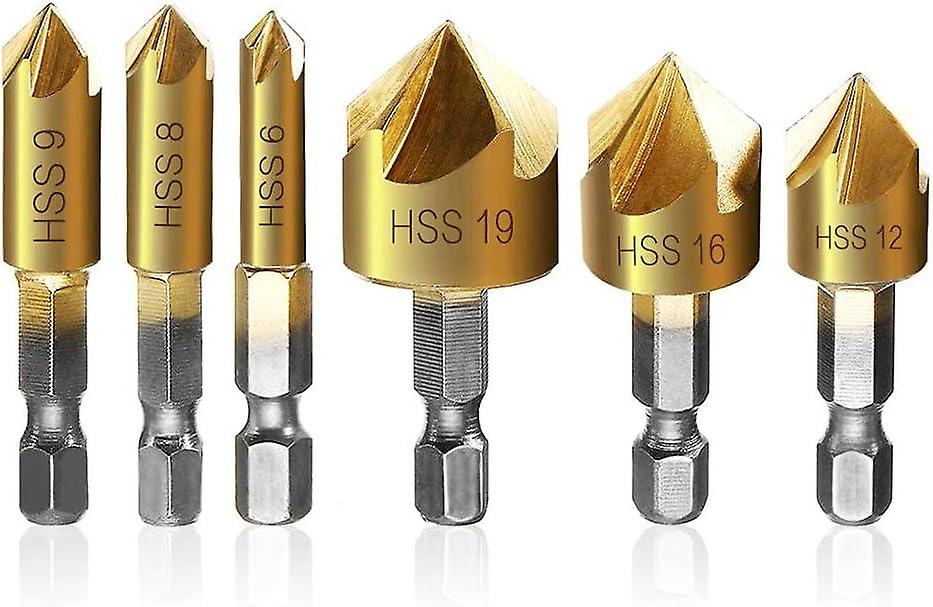 6 Pack Hexagonal Wood Drill Bits