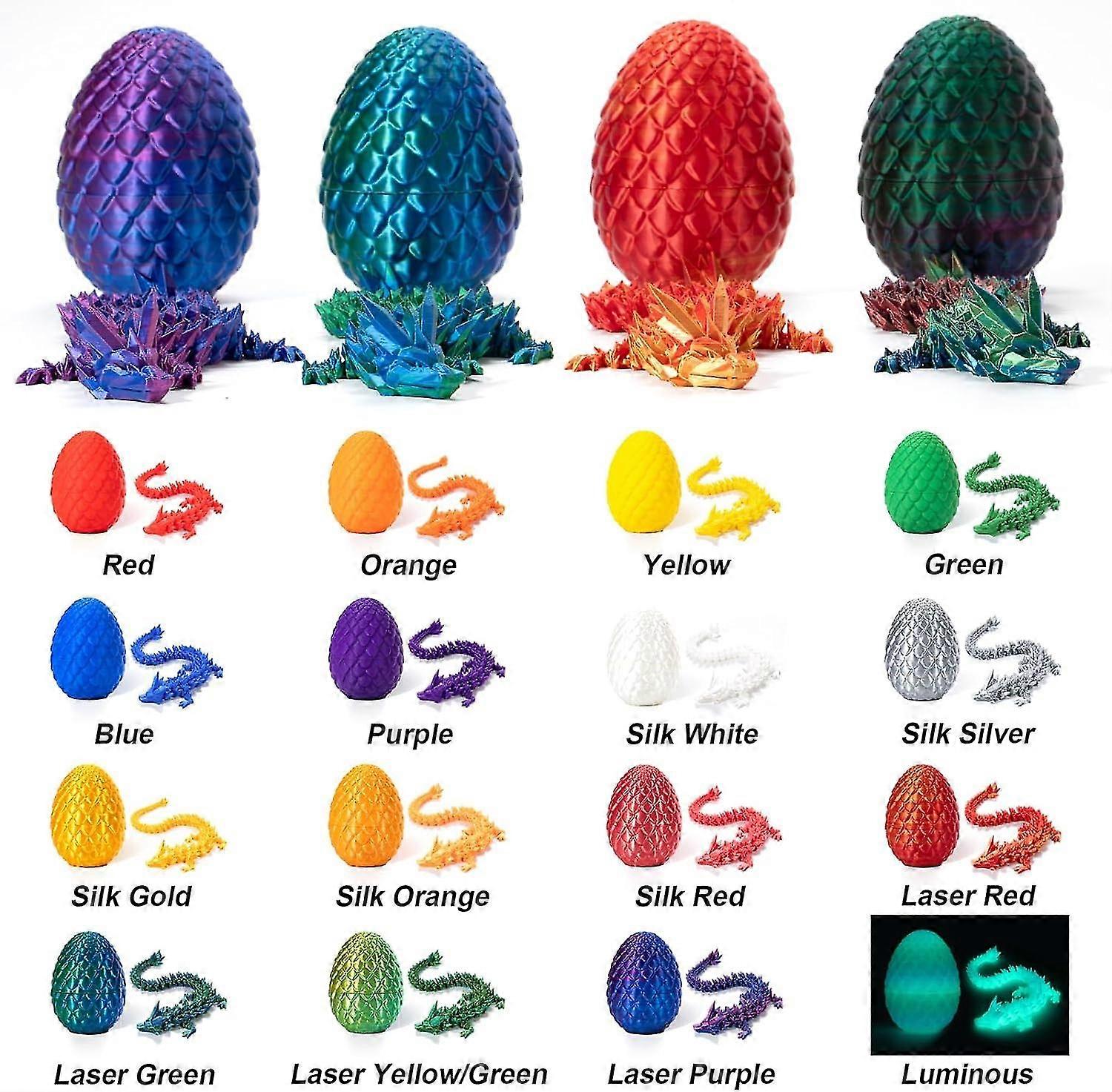 Oeuf De Dragon Imprimé En 3D Avec Dragon Articulé – Jouet Fidget Et Décoration – Couleurs Dégradées