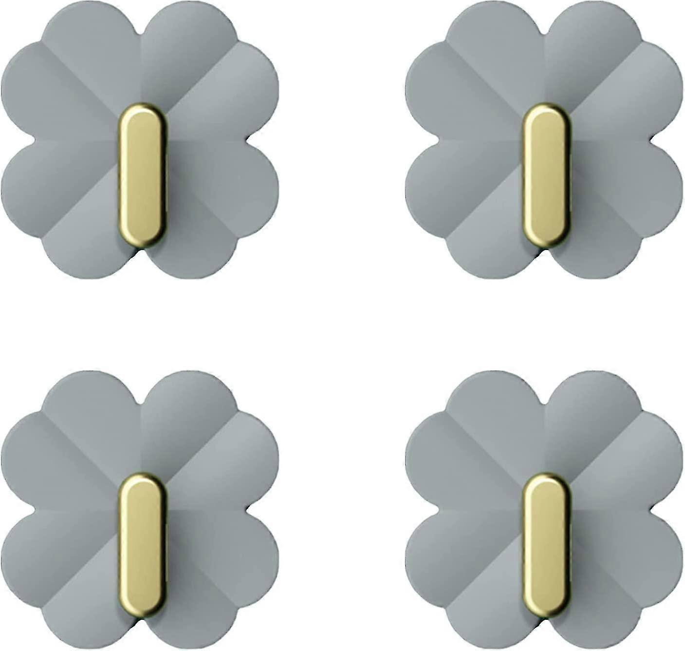 Set Of 4 Adhesive Hooks 45mm (w) * 45mm (h) * 35mm (t) Wall Hooks Maximum Load 4 Kg, Unmarked Hooks Self-adhesive Waterproof Cloverleaf Hooks Fixing H