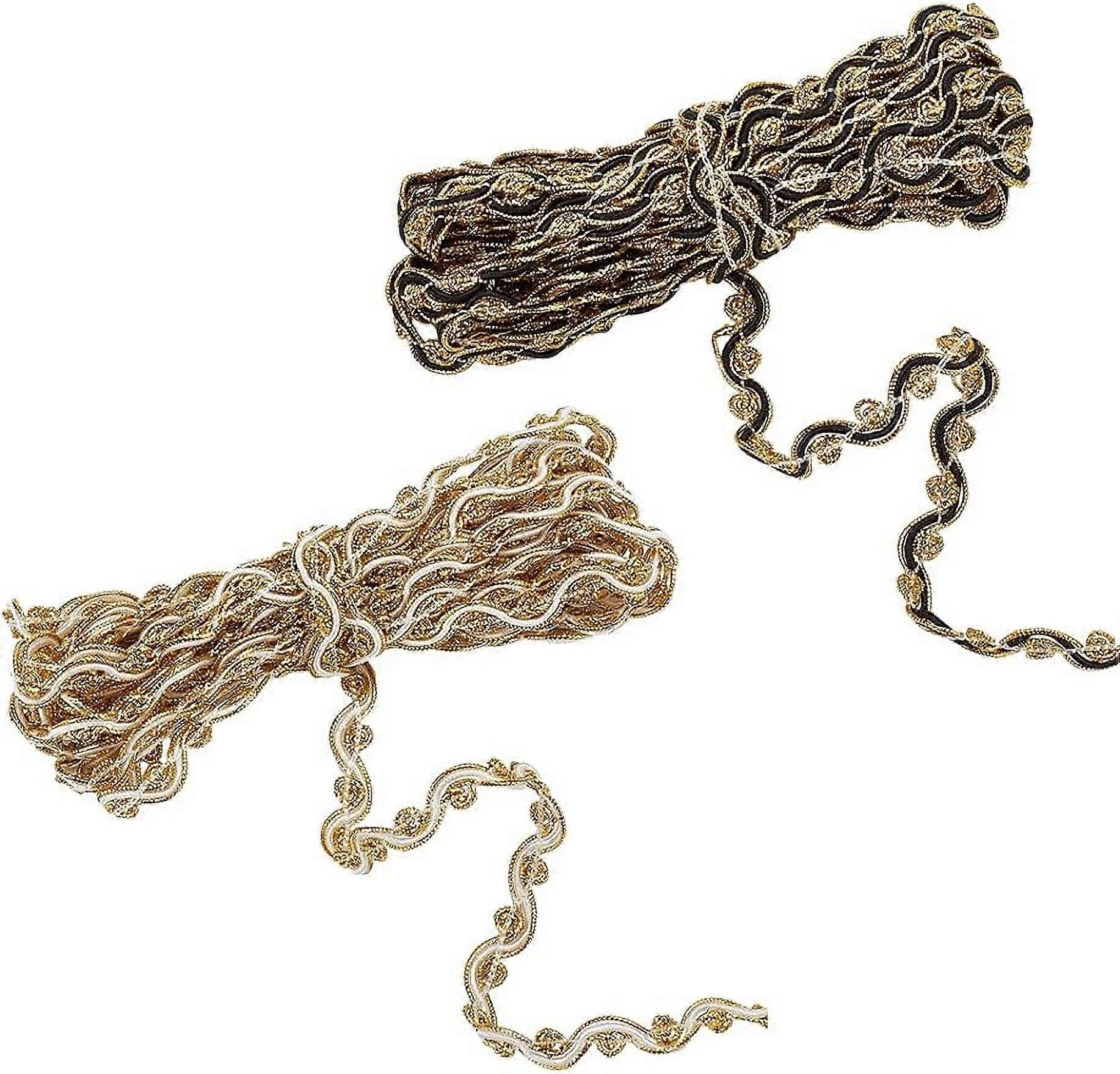 10 M Gimp Braid Trim 10mm Wide Polyester Woven Braid Trim Edging Trimmings Fabric Gold Lace for DIY Sewing Curtain Braid Trim Garment Lampshade Home A