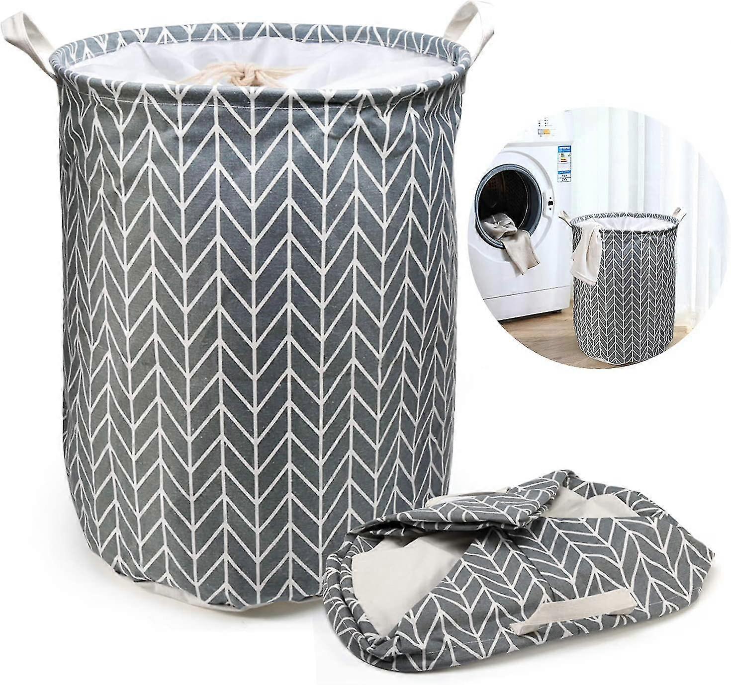 Large Laundry Basket, Collapsible Laundry Basket, Drawstring Laundry Baskets, Collapsible Laundry Bag, Folding Large Capacity Laundry Baskets (Gray)