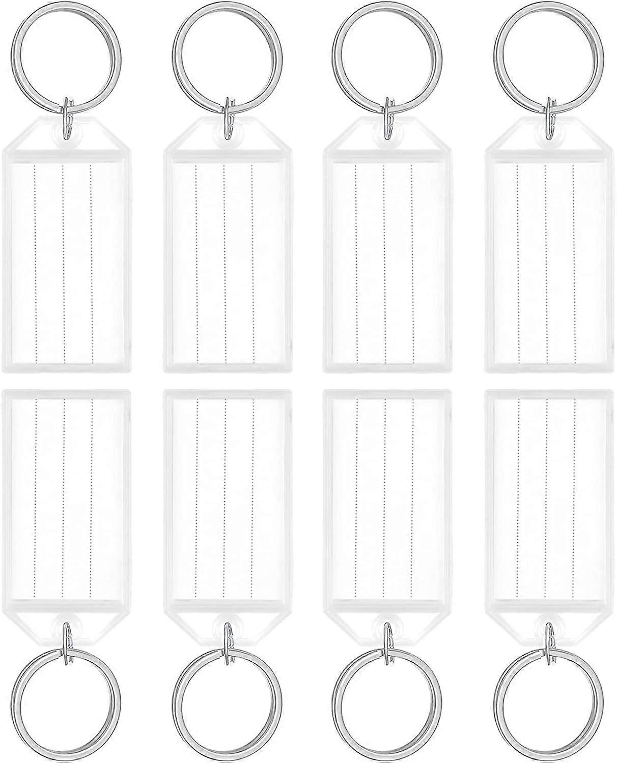 Set of 20, plastic key ring with blank paper tag, transparent cover and open ring