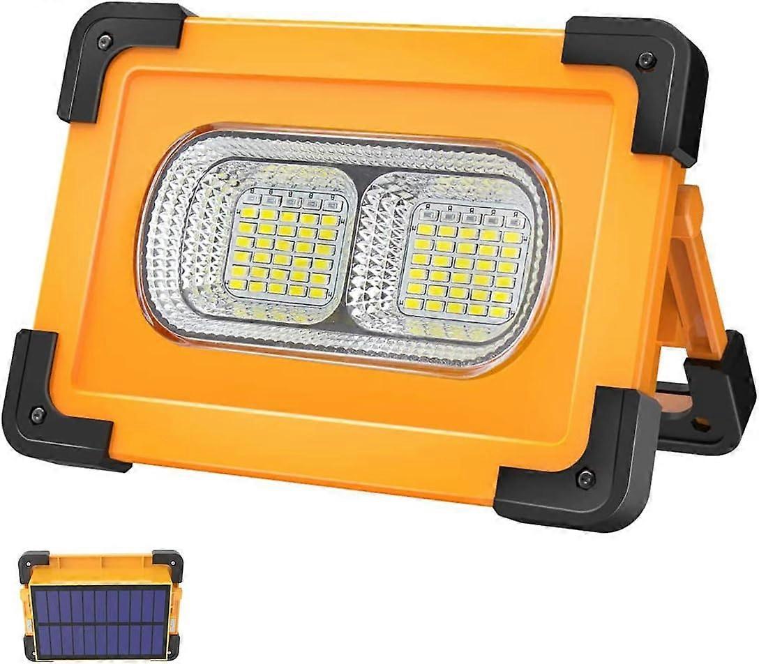 Rechargeable LED Flood Light 60W Construction Site Work Light with Solar 4 Modes Portable Lantern Outdoor Spotlight for Camping, DIY (large)