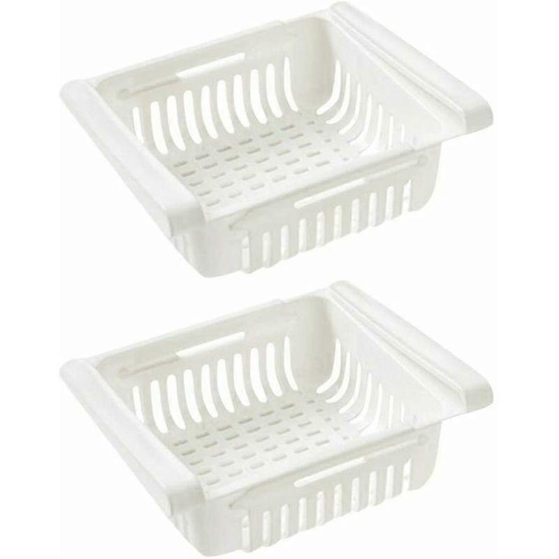 Fridge Drawer Organizer Fridge Drawer Shelf Holder Storage Box Fridge Partition Layer Home Organizer (2 Pieces, White)
