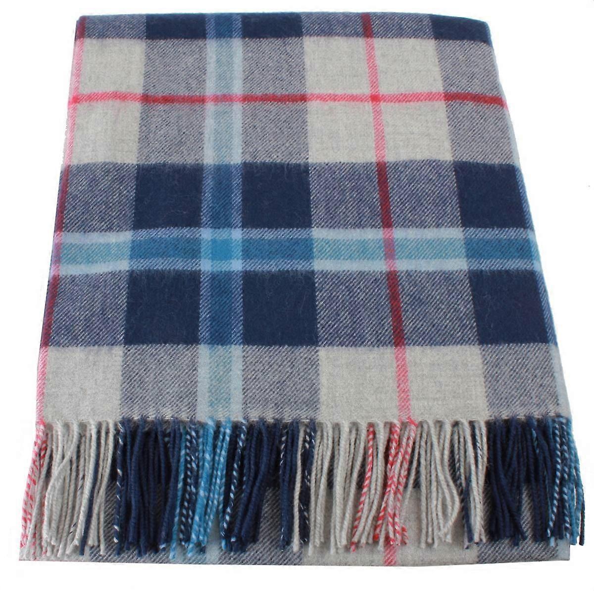 Locharron of Scotland Borders Douglas Tartan Lambswool Blanket - Grey/Blue