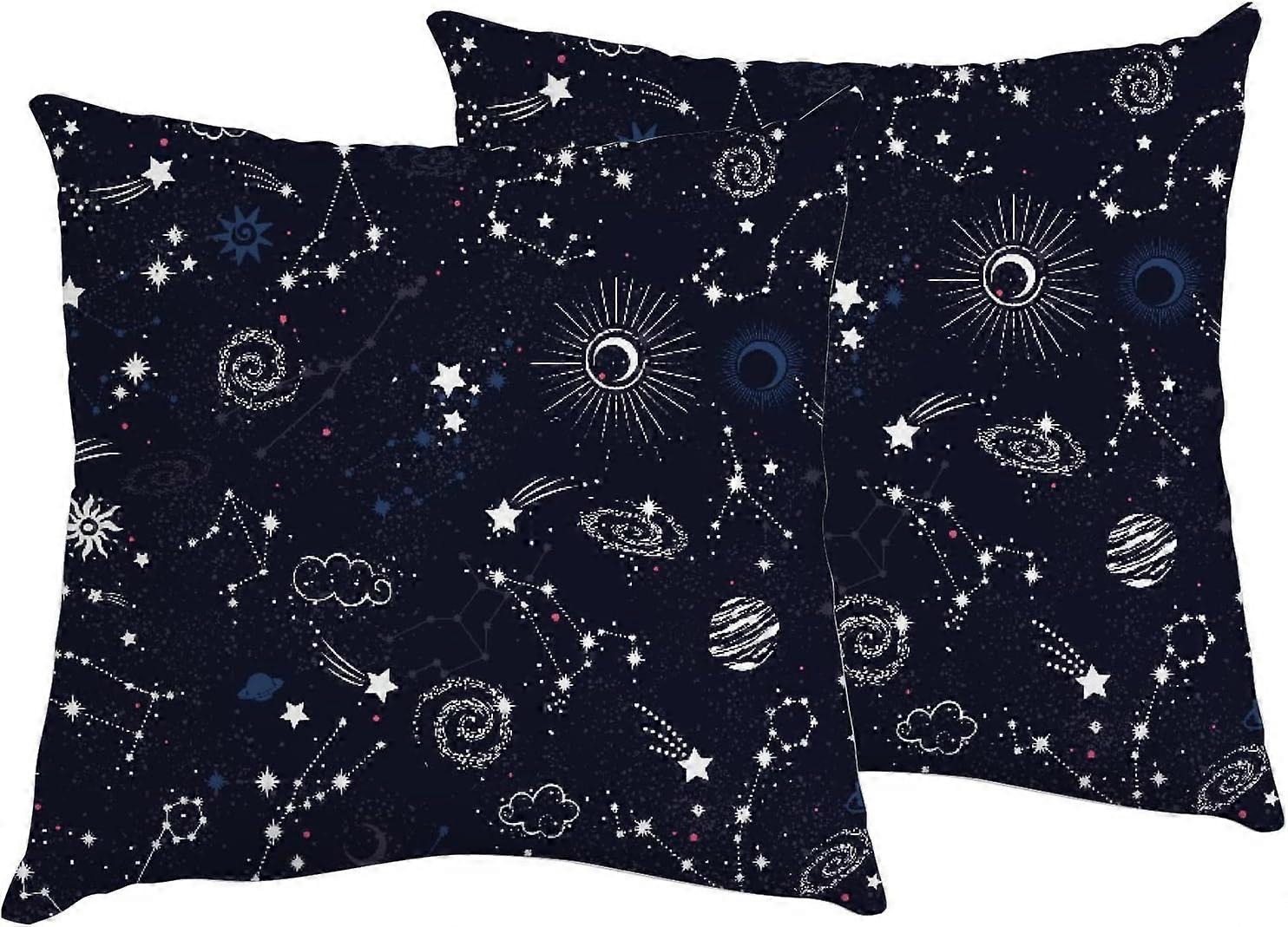 Space Star Navy Galaxy Constellation Zodiac 2 Pillowcases 20x20 inch Square Throw Pillow Cover Protector Pillow Sham Pillow Case with Zipper Set of 2