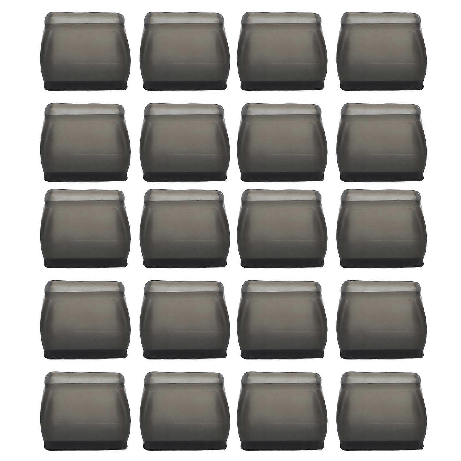 20 Pcs Chair Leg Floor Protector Rectangular Transparent Black Felt Mat Scratch Proof Reduce Noise Table Leg Cover S