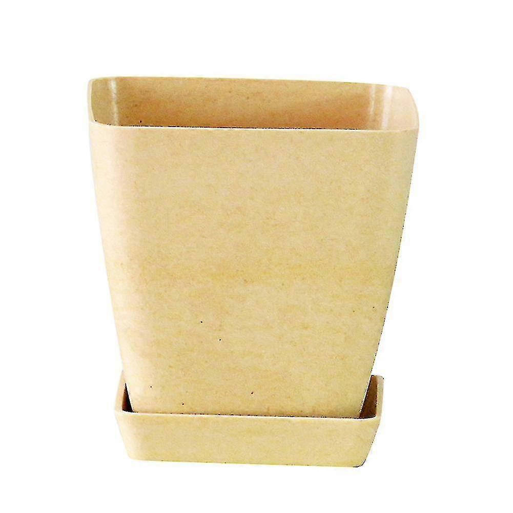 Nordic Style Square Flowerpot Solid Color Plant Container With Tray Office Decor