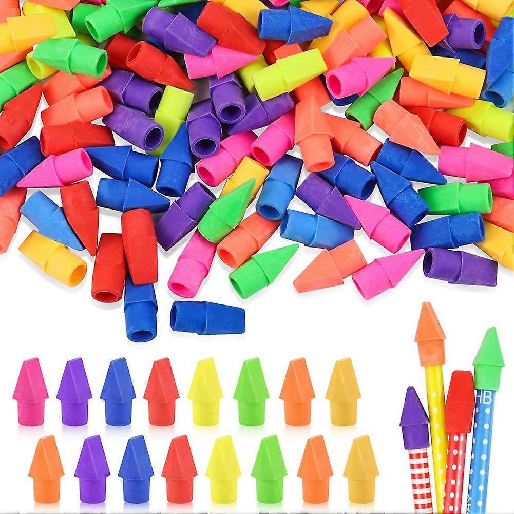 500PCS قبعات قلم رصاص محايات إزميل شكل قلم رصاص ممحاة قبعات محايات اللاتكس الحرة قلم رصاص ممحاة القبعات