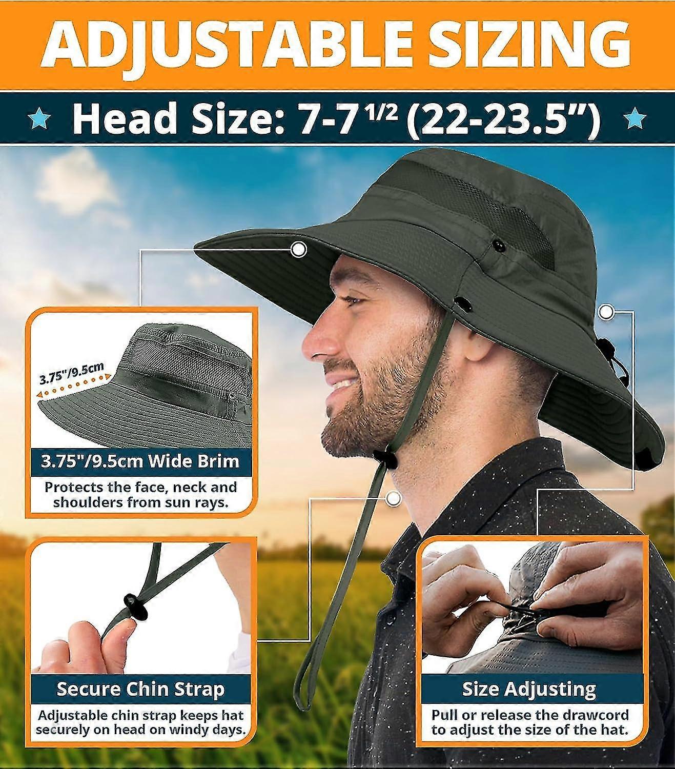 Cappello Da Sole A Tesa Larga Antivento Per Donna, In Cotone Nero. Con Cinturino Regolabile E Staccabile, Ideale Per Spiaggia, Viaggi E Outdoor. Protezione UV. Circonferenza Testa 55-58 Cm.