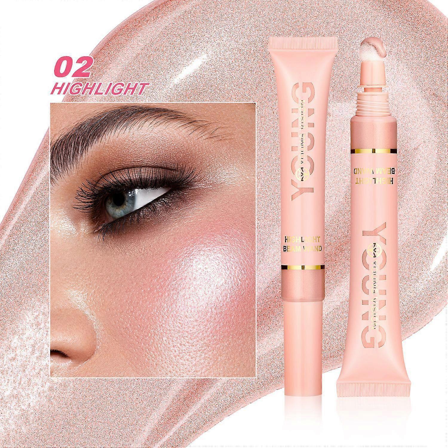 Bronzer/Blush/Iluminador Liquido Stick, 3 Piezas Contorno Maquillaje, Beauty Blush con Esponja, Acabado Mate Natural Suave y Duradero