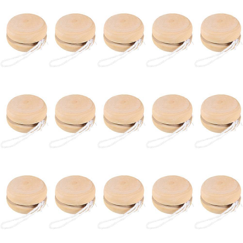 15pcs Hand Painting Yo-Yo Balls Wooden Yo-Yo Balls Children DIY Plaything DIY Accessory